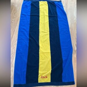 Lands' End Rugby Stripe Beach Towel Blue/yellow Stripe  French Terry **read**